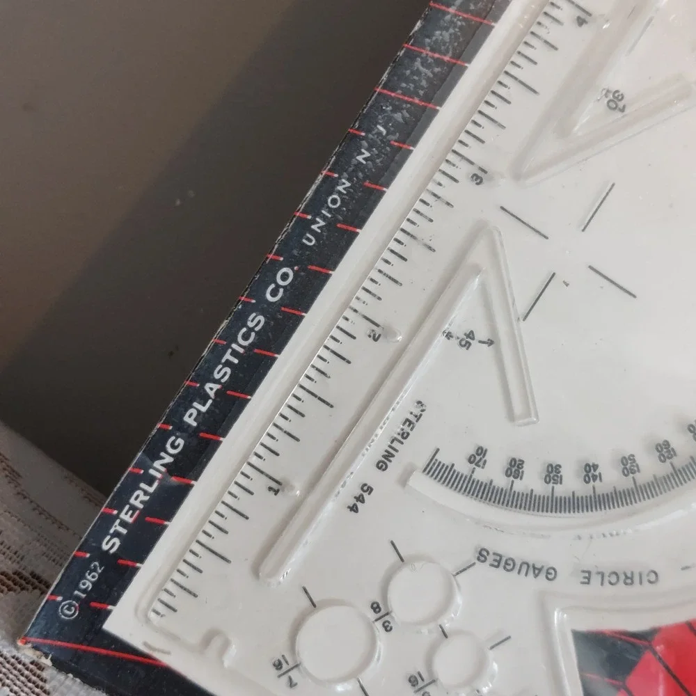Vintage 1962 Sterling Plastics School Kit No608 Protractor Compass Sharpener NEW